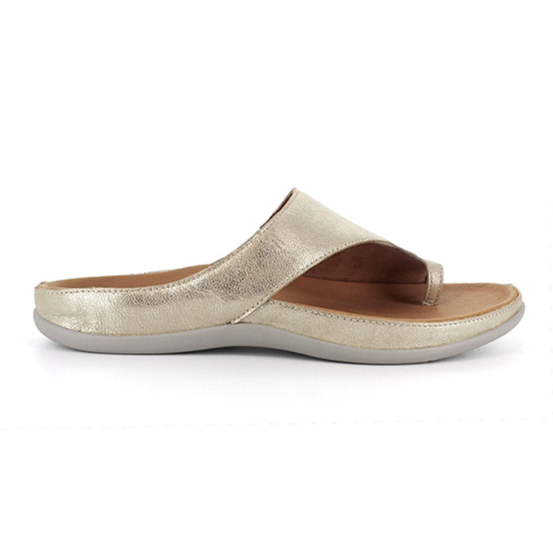 Capri Standard Fit Women's Slip On Metallic Detail Flat Sandal