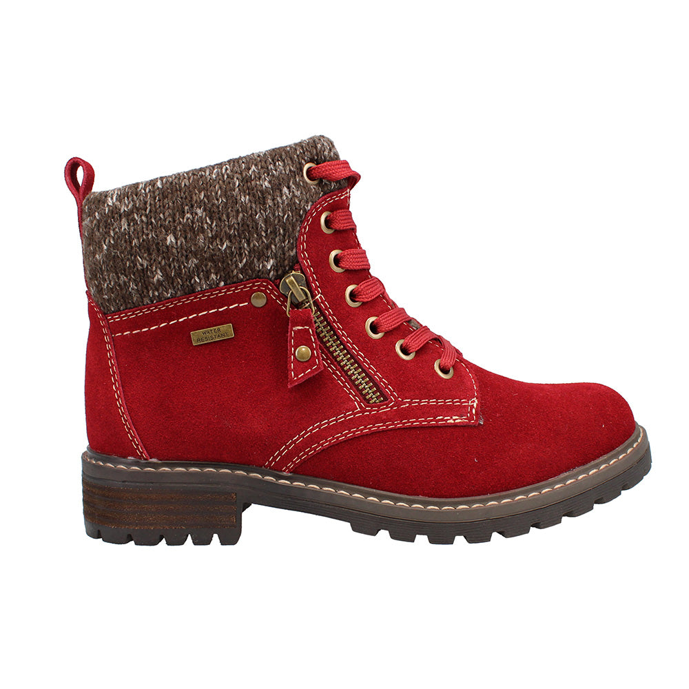 Melodie22 Wide Fit Women's Knitted Trim Lace Up Suede Boot