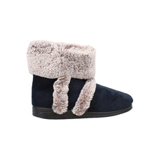 Load image into Gallery viewer, Selina Wide Fit Women&#39;s Slip On Faux Fur Trim Boot Slipper
