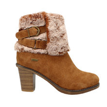 Load image into Gallery viewer, Liberty22 Wide Fit Women&#39;s Faux Fur Trim &amp; Buckle Detail Suede Inside Zip Fastening Heeled Ankle Boot
