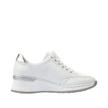 Load image into Gallery viewer, Rochenda Wide Fit Women&#39;s Lace Up &amp; Zip Detail Mid Wedge Sneaker
